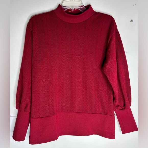 Vintage 90’s Mockneck Ribbed Banded Textured Sweater  Parker & Quinn Size Medium - Picture 1 of 6